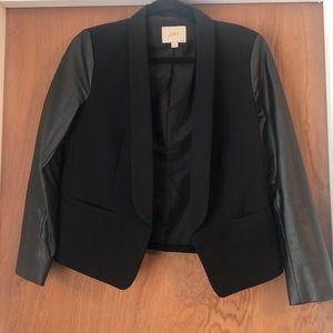 Black blazer with leather sleeves